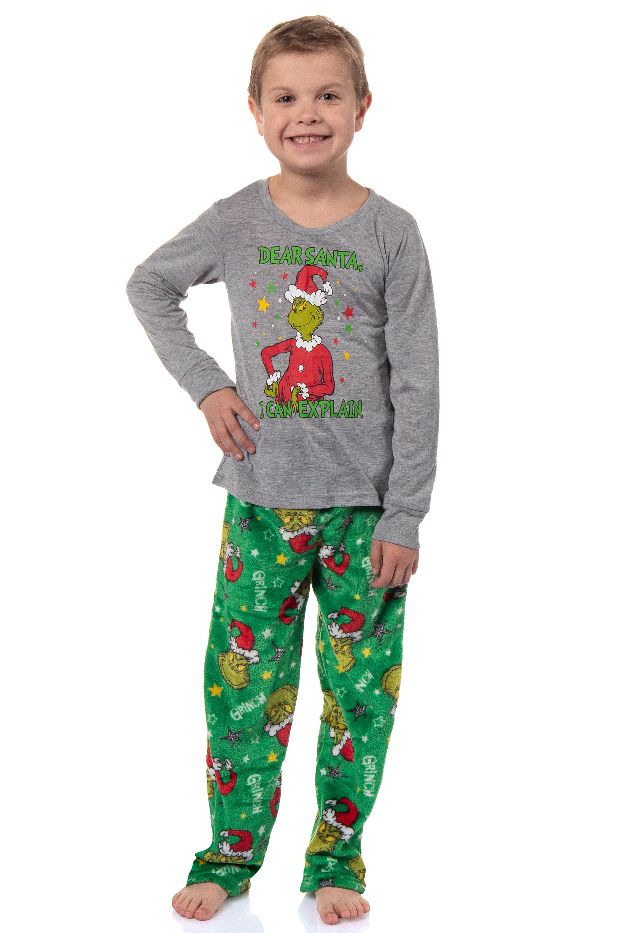 Dr. Seuss GRINCH Boys' Dear Santa, I Can Explain Kids Sleep Set, L