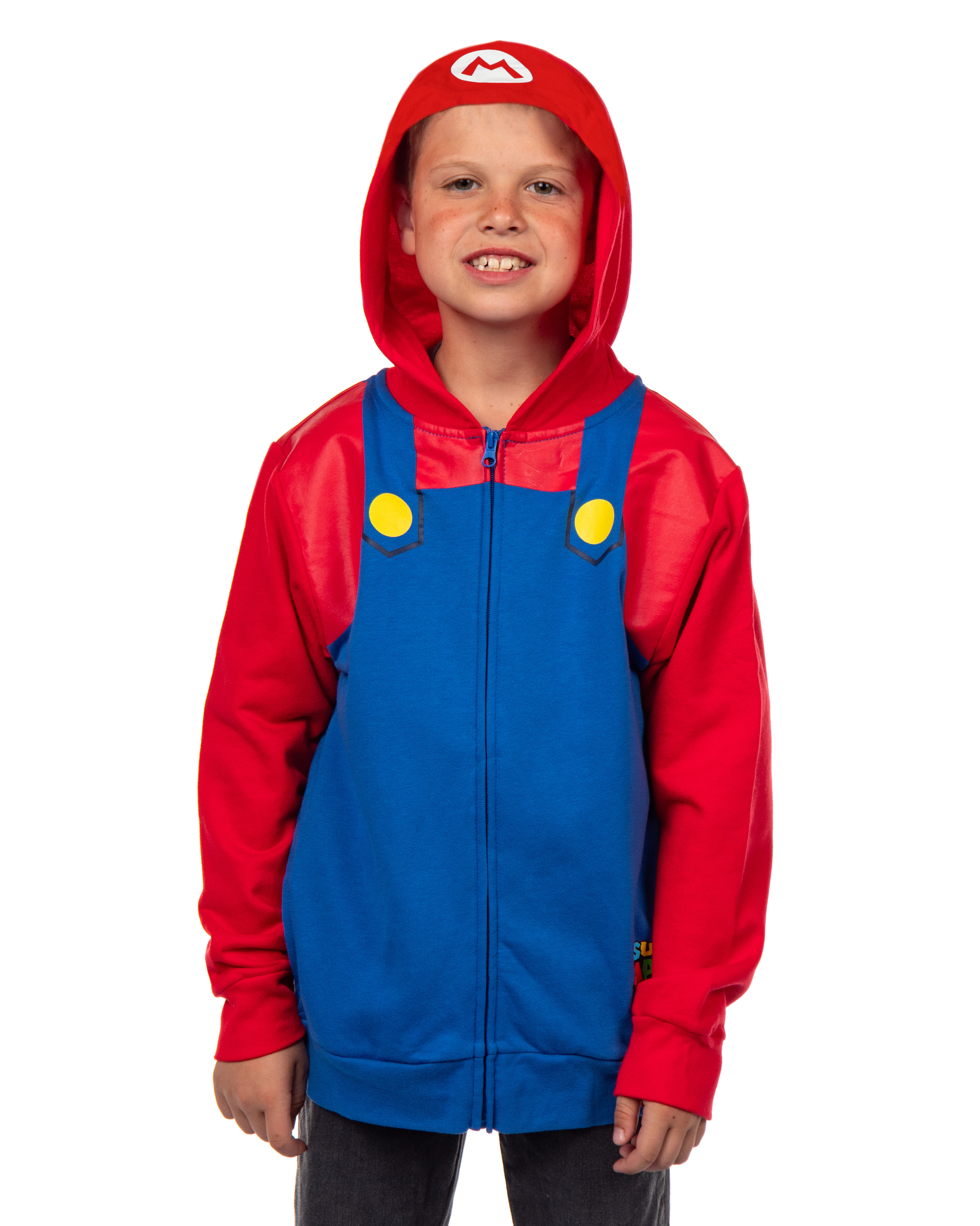Super Mario Hoodie Boys Nintendo Long Sleeve Zip Up Hooded Sweatshirt - Picture 4 of 15