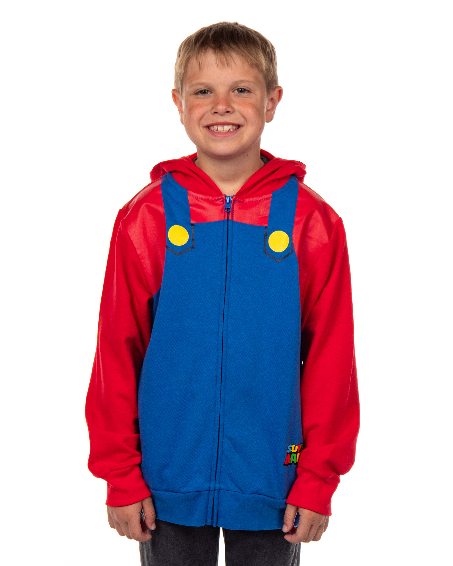 Super Mario Hoodie Boys Nintendo Long Sleeve Zip Up Hooded Sweatshirt - Picture 5 of 15