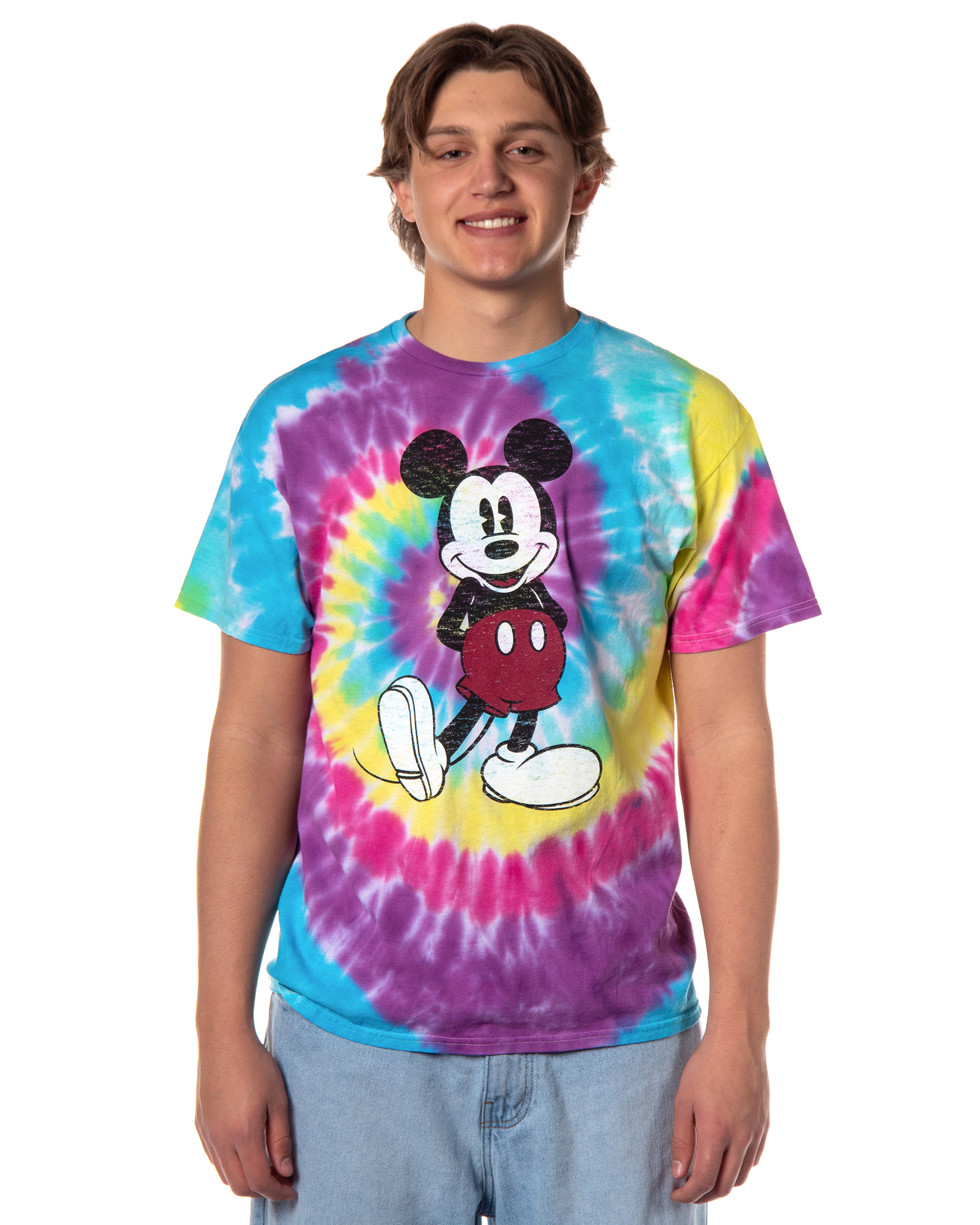 Disney Men's Mickey Mouse Distressed Tie-Dye Adult Short Sleeve T-Shirt - Imagen 5 de 16