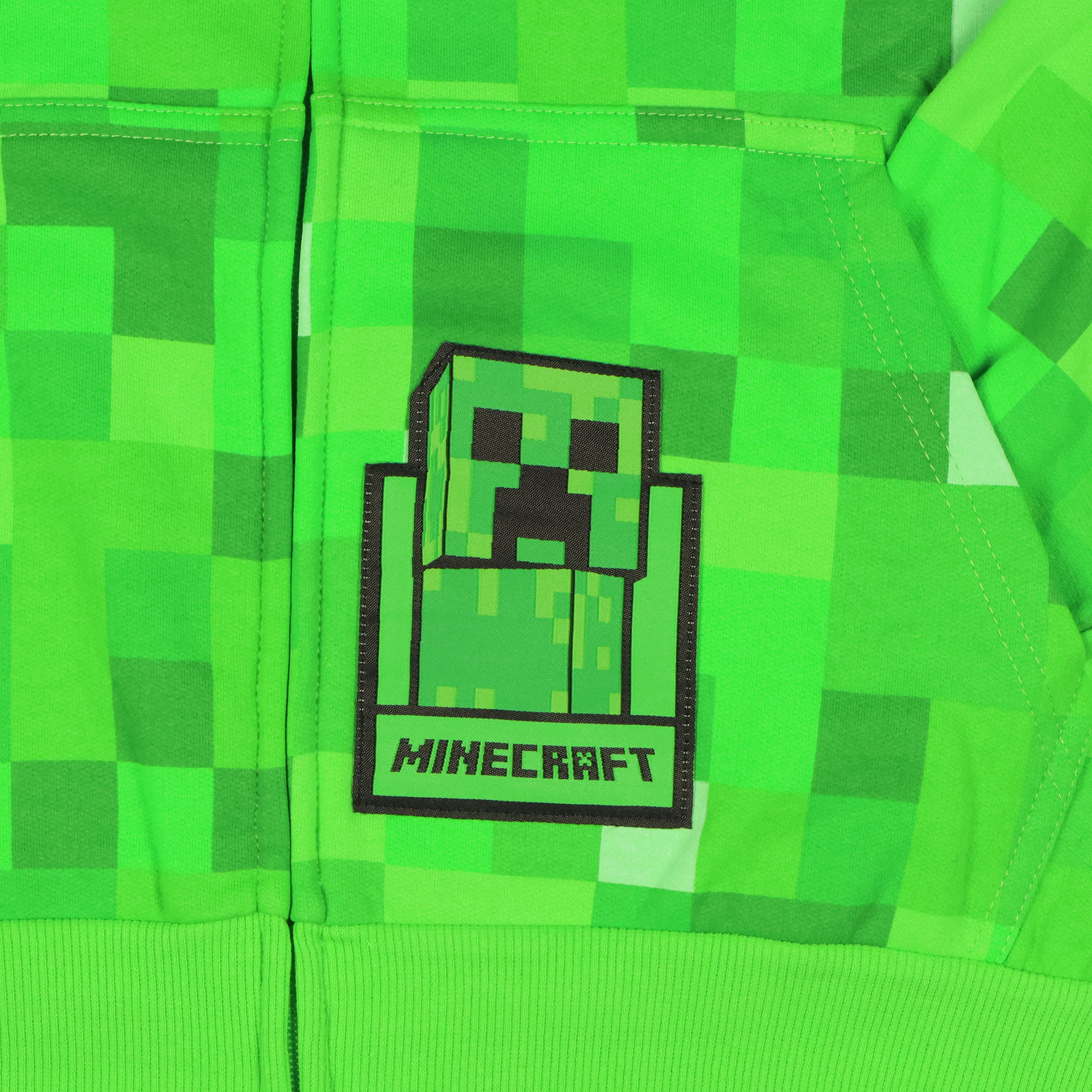 Minecraft Boys' I Am Creeper Allover Pixel Design Full-Zip Hoodie - Picture 7 of 13