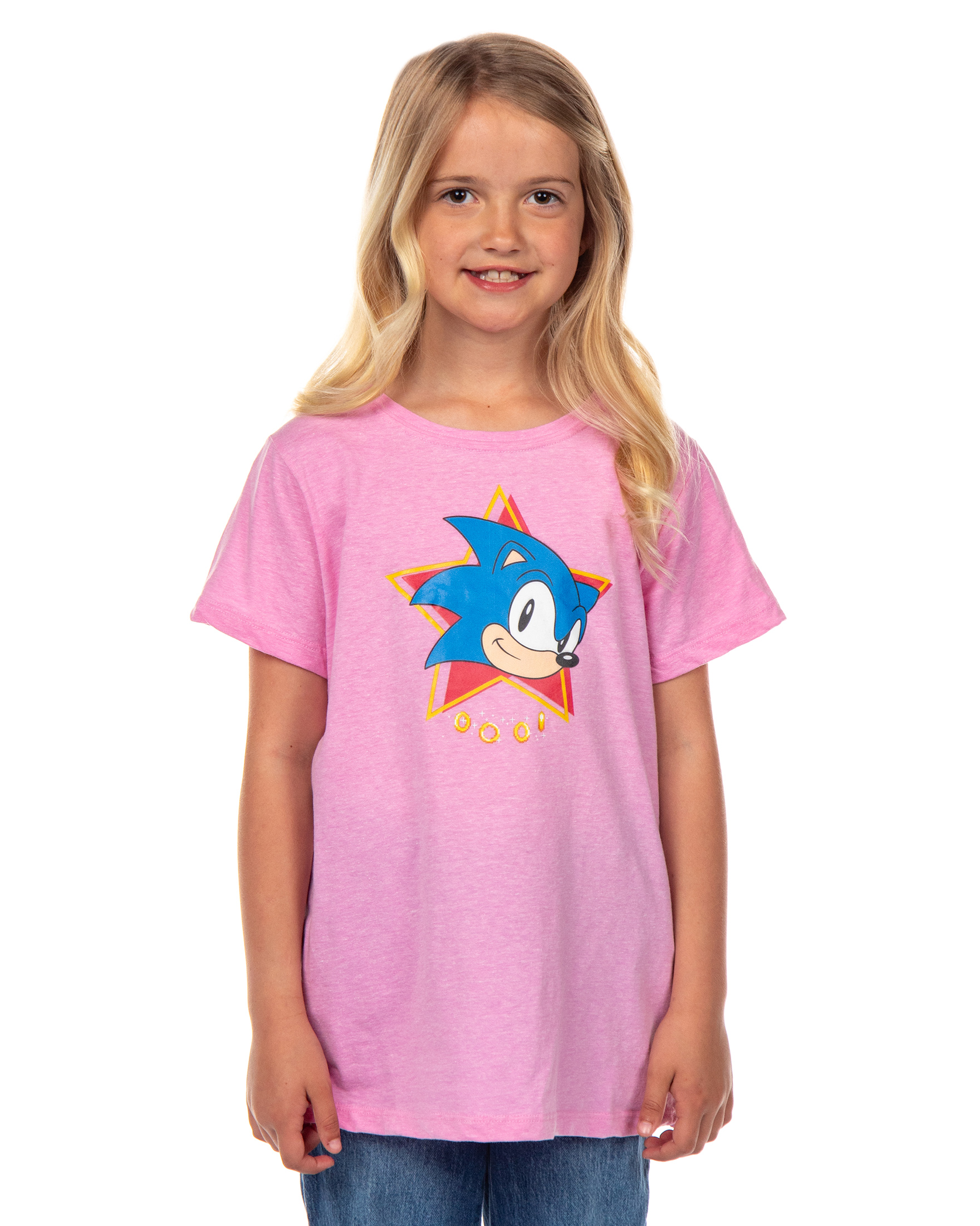 Sonic The Hedgehog Girls' Classic Sonic Face Kids Video Game T-Shirt - Picture 4 of 15